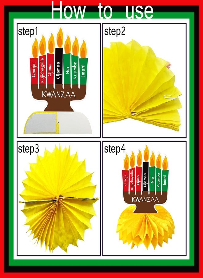 FSHANEE Kwanzaa Honeycomb Centerpiece Decoration Table Toppers African Heritage Holiday Party Kwanzaa Party Honeycomb Toppers Party Supplies Favors Honeycomb Table Centerpieces - 6 Counts - Image 3